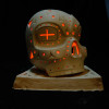 illuminated ceramic Skull Lantern