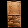 Fir carved River panel depicting Salmon and Cattails by David Franklin