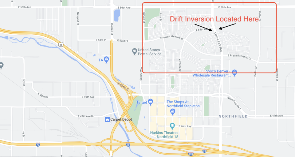 Map showing location of Drift Inversion